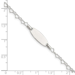 Sterling Silver Polished Engraveable Children's ID Heart Link Bracelet - 2
