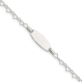 Sterling Silver Polished Engraveable Children's ID Heart Link Bracelet