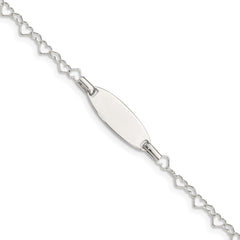 Sterling Silver Polished Engraveable Children's ID Heart Link Bracelet