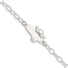Sterling Silver Polished Angel Baby Engraveable ID Bracelet - 2