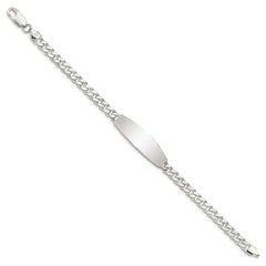 Sterling Silver Curb Link ID Bracelet - 21