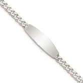 Sterling Silver Curb Link ID Bracelet - 11