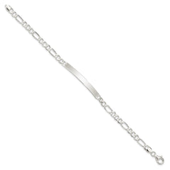 Sterling Silver Figaro Link ID Bracelet - 11