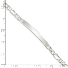 Sterling Silver Figaro Link ID Bracelet - 11