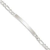 Sterling Silver Figaro Link ID Bracelet - 11