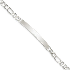 Sterling Silver Figaro Link ID Bracelet - 11