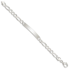 Sterling Silver Figaro Link ID Bracelet - 6