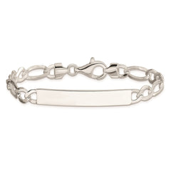 Sterling Silver Figaro Link ID Bracelet - 6