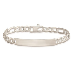 Sterling Silver Figaro Link ID Bracelet - 15