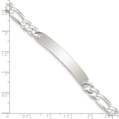 Sterling Silver Figaro Link ID Bracelet - 9