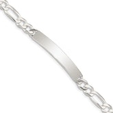 Sterling Silver Figaro Link ID Bracelet - 15