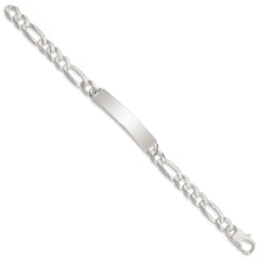 Sterling Silver Figaro Link ID Bracelet - 12