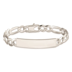 Sterling Silver Figaro Link ID Bracelet - 14