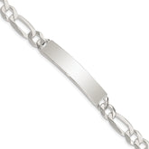Sterling Silver Figaro Link ID Bracelet - 12