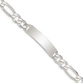 Sterling Silver Figaro Link ID Bracelet - 2