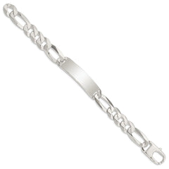 Sterling Silver Figaro Link ID Bracelet - 10