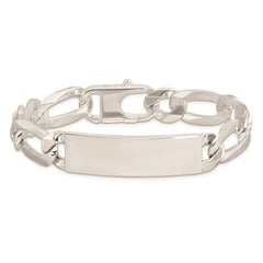 Sterling Silver Figaro Link ID Bracelet - 10