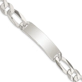 Sterling Silver Figaro Link ID Bracelet - 10