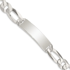 Sterling Silver Figaro Link ID Bracelet - 10