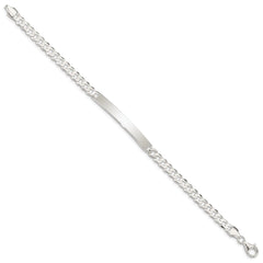 Sterling Silver Curb Link ID Bracelet - 13