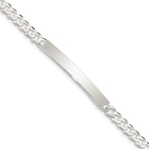 Sterling Silver Curb Link ID Bracelet - 13