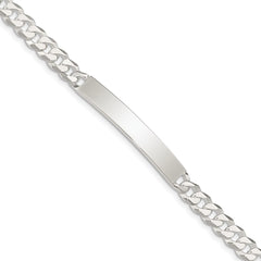 Sterling Silver Curb Link ID Bracelet - 9