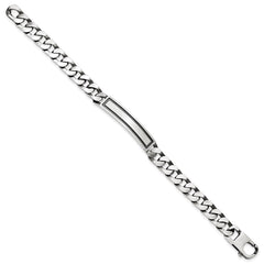Sterling Silver Antiqued Satin Curb Link ID Bracelet - 2