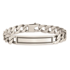 Sterling Silver Antiqued Satin Curb Link ID Bracelet - 2
