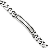 Sterling Silver Antiqued Satin Curb Link ID Bracelet - 2