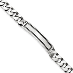 Sterling Silver Antiqued Satin Curb Link ID Bracelet - 2