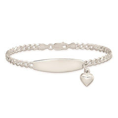 Sterling Silver w/Heart Charm ID Bracelet
