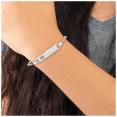 Sterling Silver Polished Childrens ID with Heart Bracelet