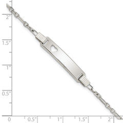 Sterling Silver Polished Childrens ID with Heart Bracelet