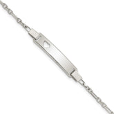 Sterling Silver Polished Childrens ID with Heart Bracelet