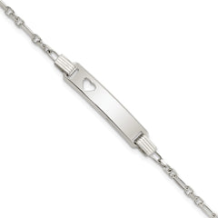 Sterling Silver Polished Childrens ID with Heart Bracelet