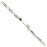 Sterling Silver Antiqued Fleur-de-lis ID Men's Bracelet