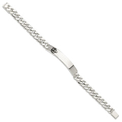 Sterling Silver Antiqued Fleur-de-lis ID Men's Bracelet