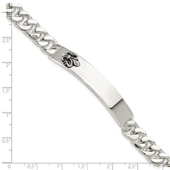 Sterling Silver Antiqued Fleur-de-lis ID Men's Bracelet
