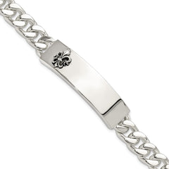 Sterling Silver Antiqued Fleur-de-lis ID Men's Bracelet - 2