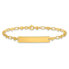 Sterling Silver Gold-tone 7.5 inch Hearts ID Bracelet