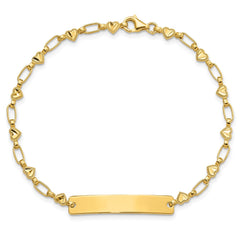 Sterling Silver Gold-tone 7.5 inch Hearts ID Bracelet