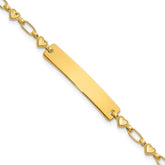 Sterling Silver Gold-tone 7.5 inch Hearts ID Bracelet