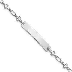 Sterling Silver Rhodium-plated 6.25 inch Cross Children's ID Bracelet
