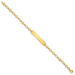 Sterling Silver Gold-tone 6.25 inch Cross Children's ID Bracelet