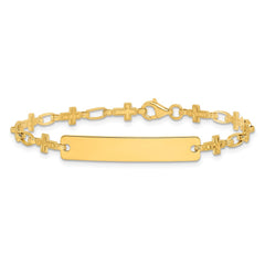 Sterling Silver Gold-tone 6.25 inch Cross Children's ID Bracelet