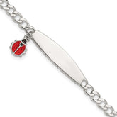 Sterling Silver Polished and Enameled Ladybug Children's ID Bracelet