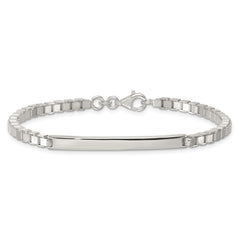 Sterling Silver Polished 3.7mm Box Chain 8 Inch ID Bar Mens Bracelet
