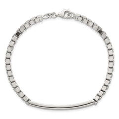 Sterling Silver Polished 3.7mm Box Chain 8 Inch ID Bar Mens Bracelet