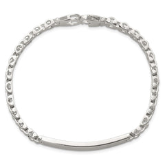 Sterling Silver Polished 6.6mm Fancy Link 8 inch Mens ID Bracelet