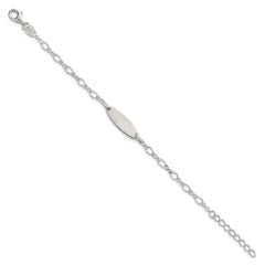 Sterling Silver Polished Fancy Link 5 inch with 1 inch Extension Childrens ID Bracelet